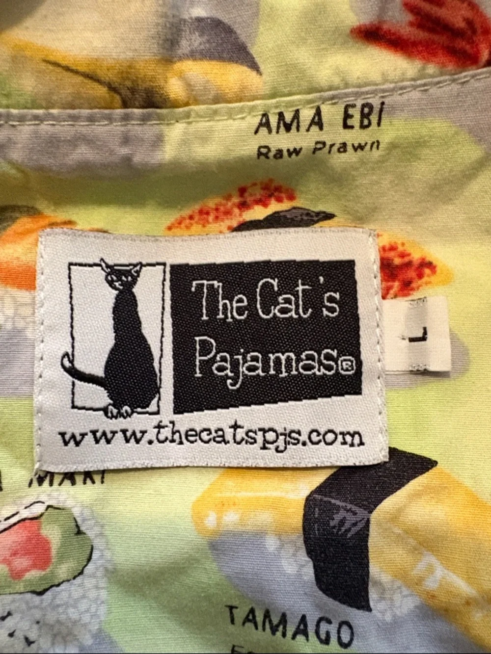 LAST CHANCE The Cat’s Pajamas Large Sushi Print Button Up Shirt in Lime Green